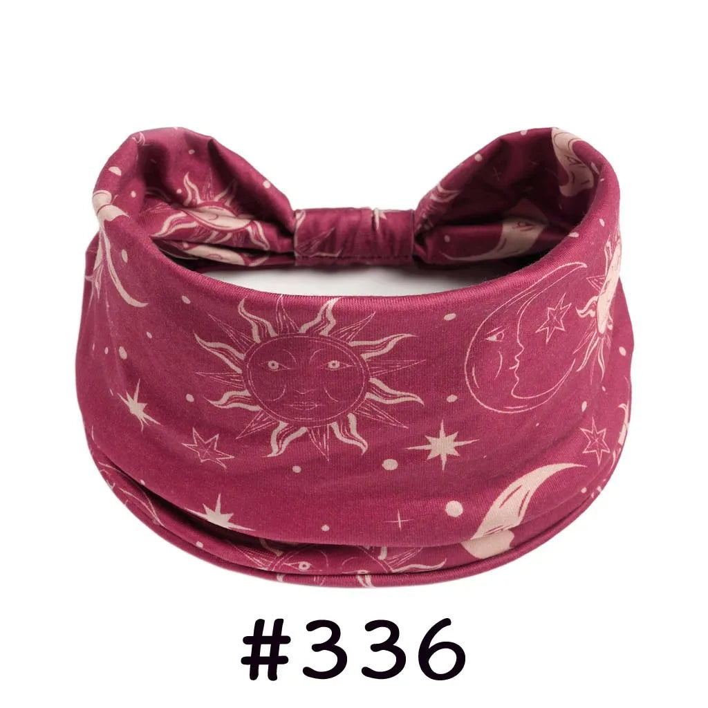 Boho Headbands for Women - Knotted Wide Stretch Turban Wrap