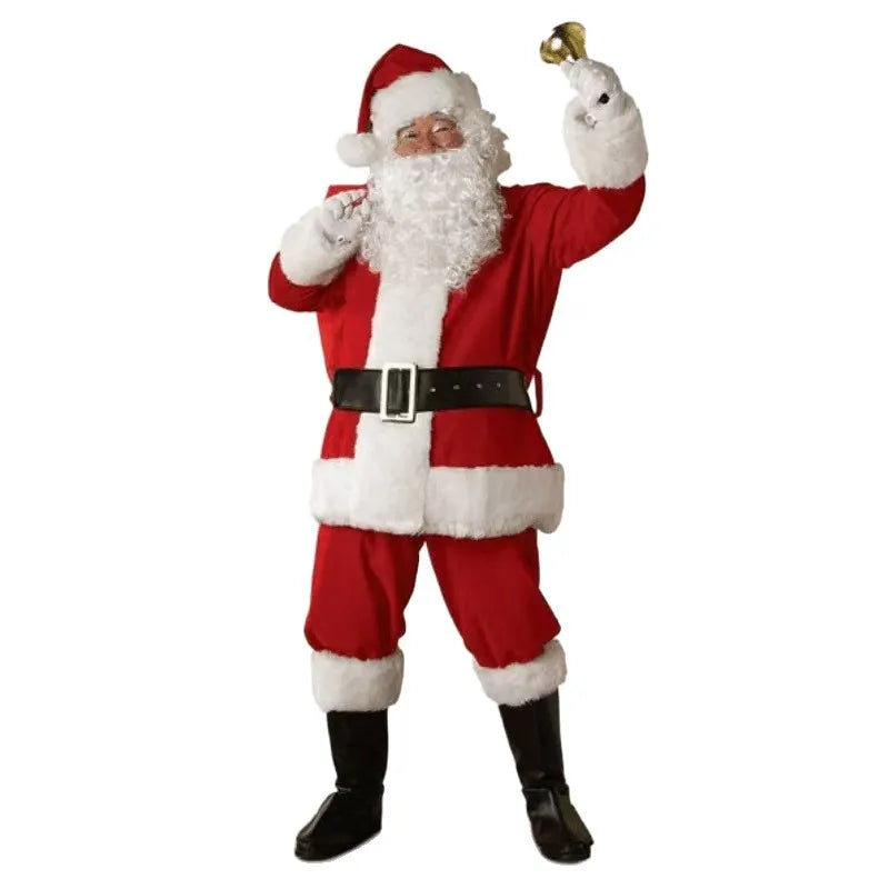Deluxe Santa Claus Costume | 5pc Adult Christmas Suit Set with Beard