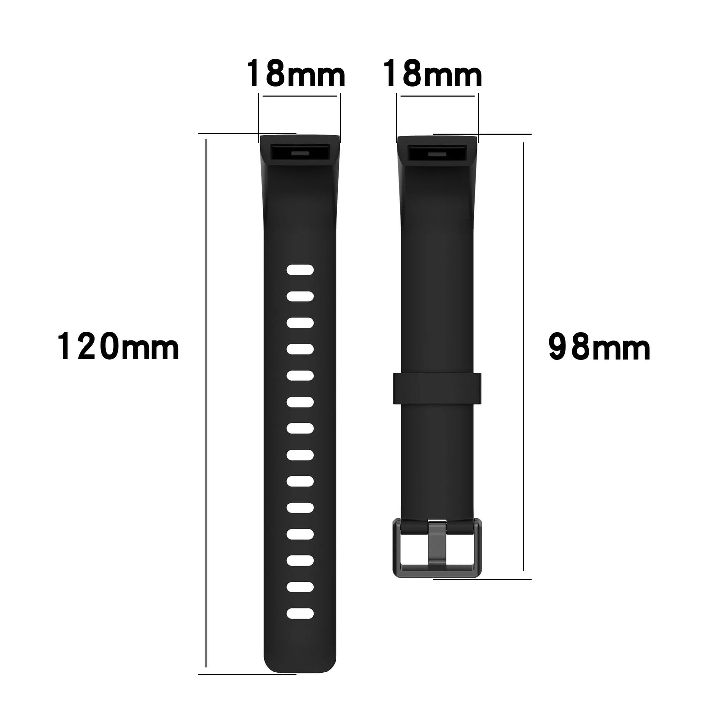 18mm Silicone Sports Watch Band - Soft Waterproof Strap