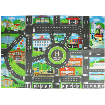 Kids Road Playmat - Educational City Traffic Car Map Rug