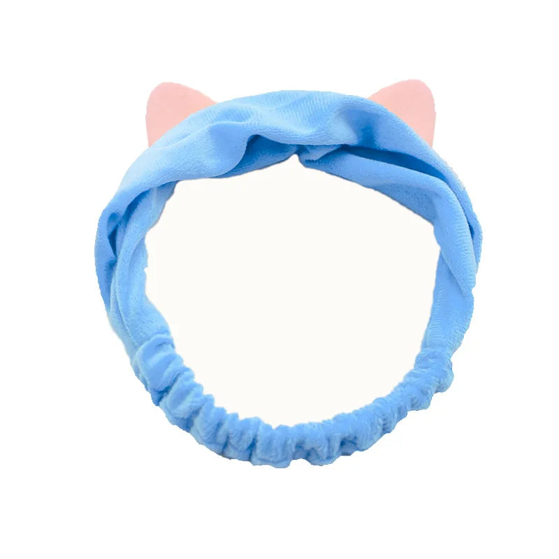 Rabbit Ear Face Wash Headband - Soft Elastic Makeup Hairband