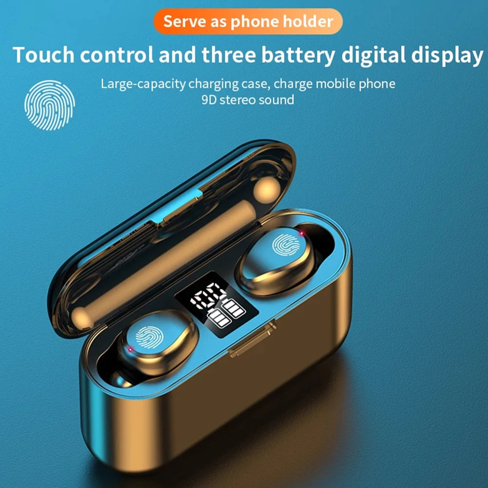 F9 Wireless Earbuds | Bluetooth 5.0 Headset & Emergency Phone Charger