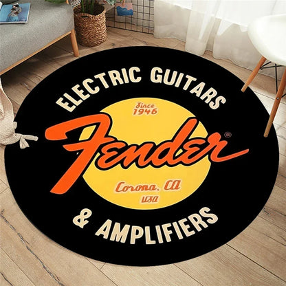 Electric Guitar Round Rug | Rock Music Decor Flannel Non-Slip Mat