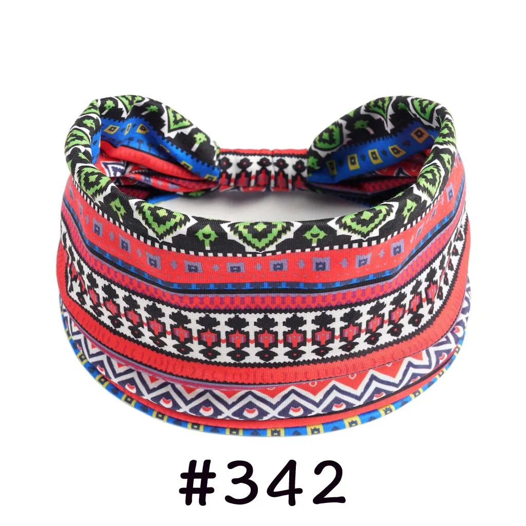 Boho Headbands for Women - Knotted Wide Stretch Turban Wrap