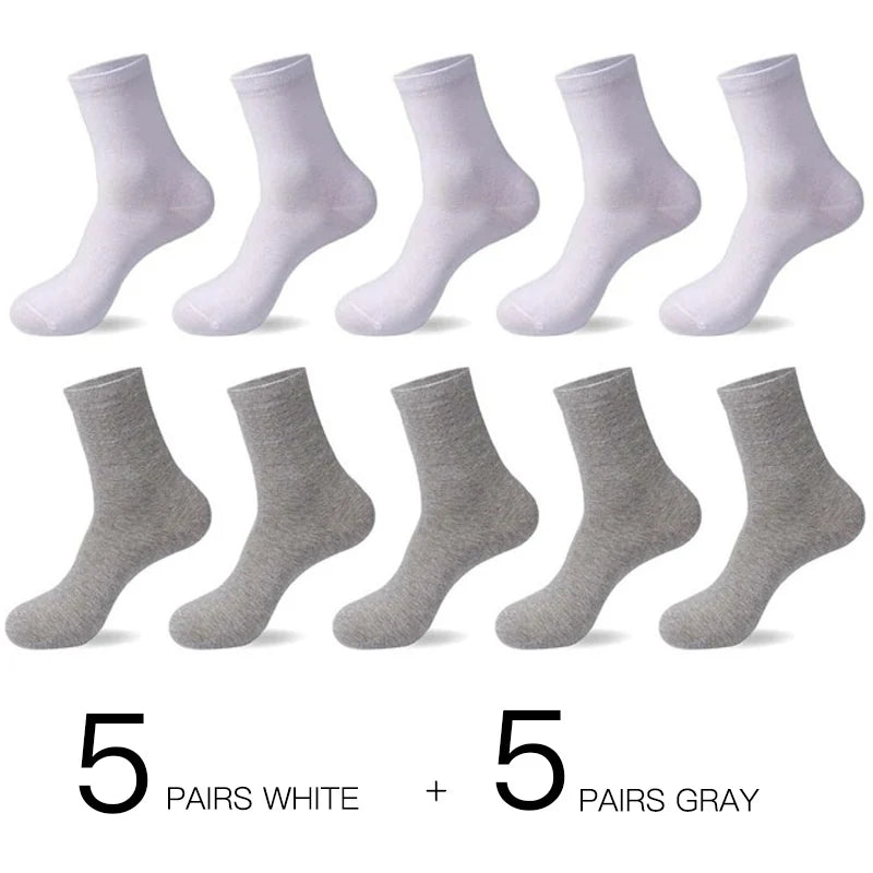 10-Pack Men’s Breathable Cotton Business Socks - Black 6-12