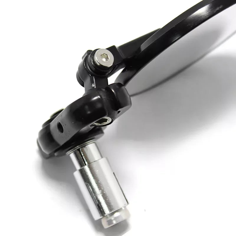 Universal 22mm Round Bar End Mirrors - Foldable Black Aluminum