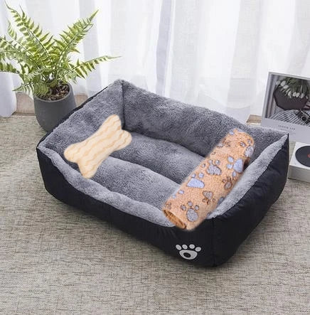 Large Dog Bed Warm Square Nest | Plush Pet Kennel Puppy Basket Cushion