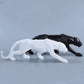 Geometric Panther Statue - Modern Gold Leopard Resin Sculpture