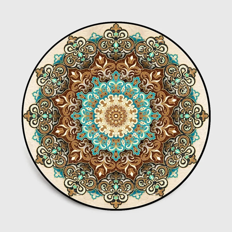 Bohemia Mandala Round Carpet - Geometric Ethnic Floor Mat
