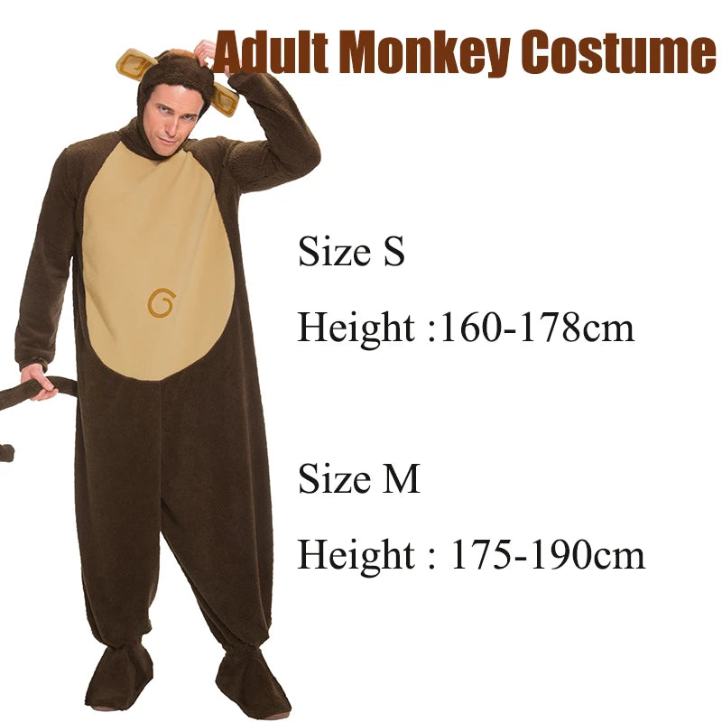 Matching Family Monkey Costumes | Adult & Kids Animal Onesie Jumpsuit