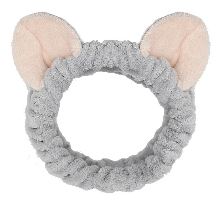 Rabbit Ear Face Wash Headband - Soft Elastic Makeup Hairband
