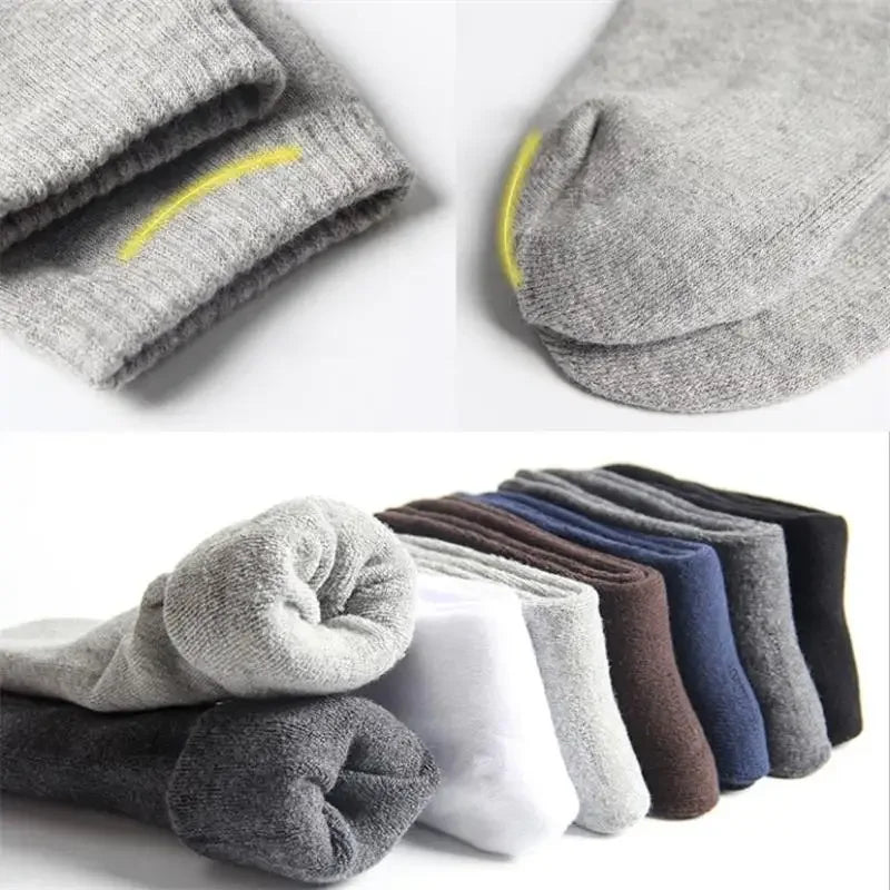 5 Pairs Mens Cotton Business Socks - Thick Warm Winter Socks