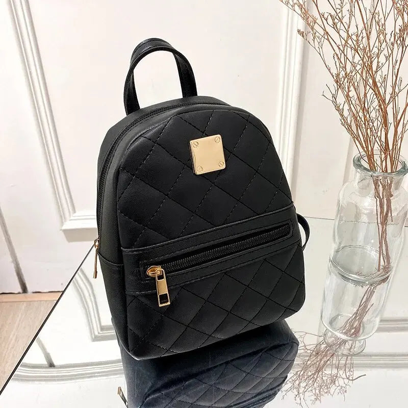 Fashion PU Leather Backpack | Designer Mini School Bag for Women Set