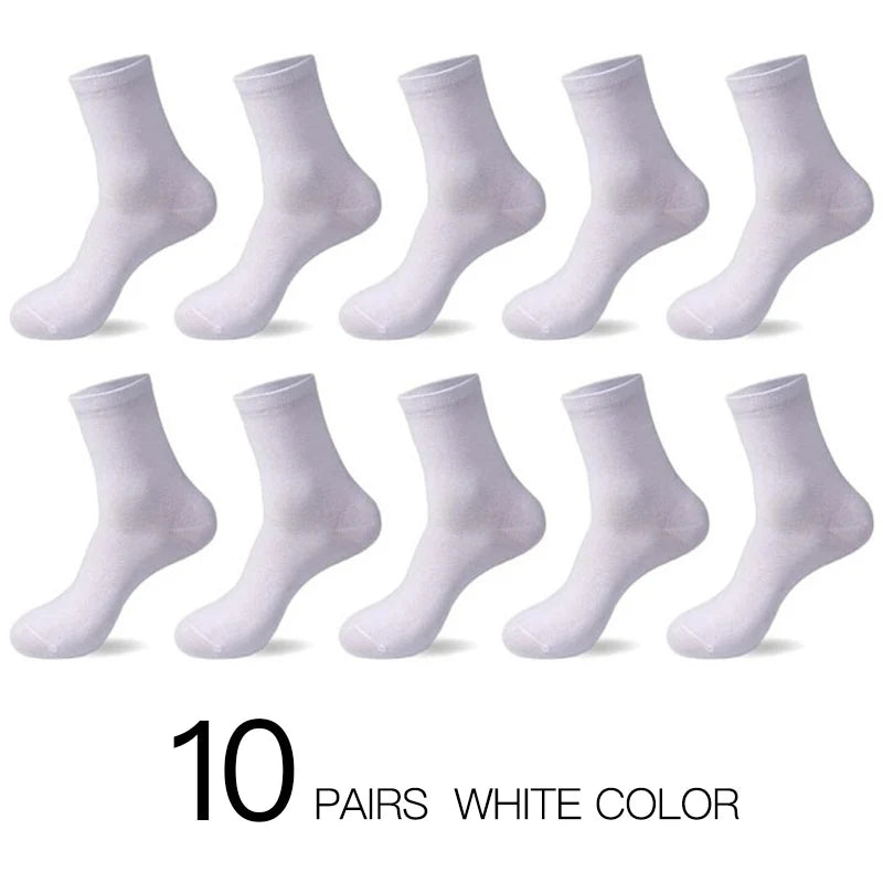 10-Pack Men’s Breathable Cotton Business Socks - Black 6-12