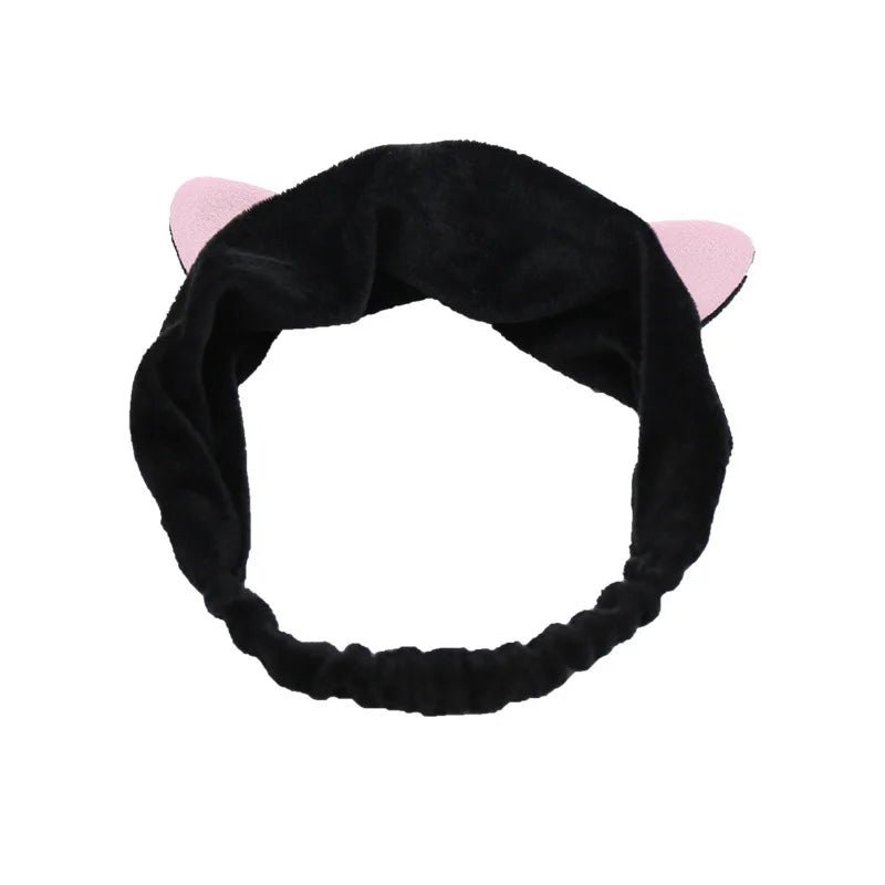Rabbit Ear Face Wash Headband - Soft Elastic Makeup Hairband