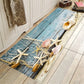 Coastal Shell & Wood Print Mat | Nautical Patchwork Area Rug