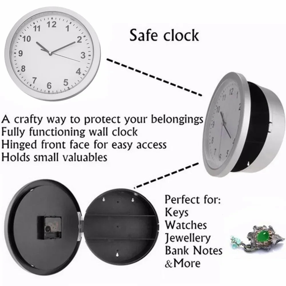 Secret Hidden Safe Wall Clock - Discreet Security Compartment