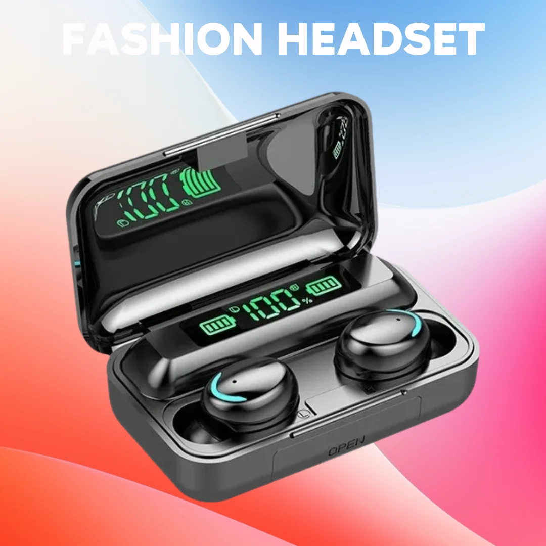 F9 Wireless Headphones | Large Battery Charging Case & LED Display ID