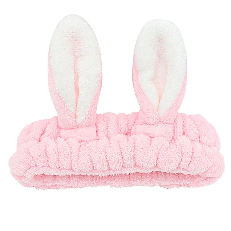 Rabbit Ear Face Wash Headband - Soft Elastic Makeup Hairband