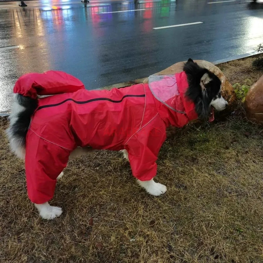 Dog Raincoat | Full Body Waterproof Large Dog Hooded Rain Gear Jacket