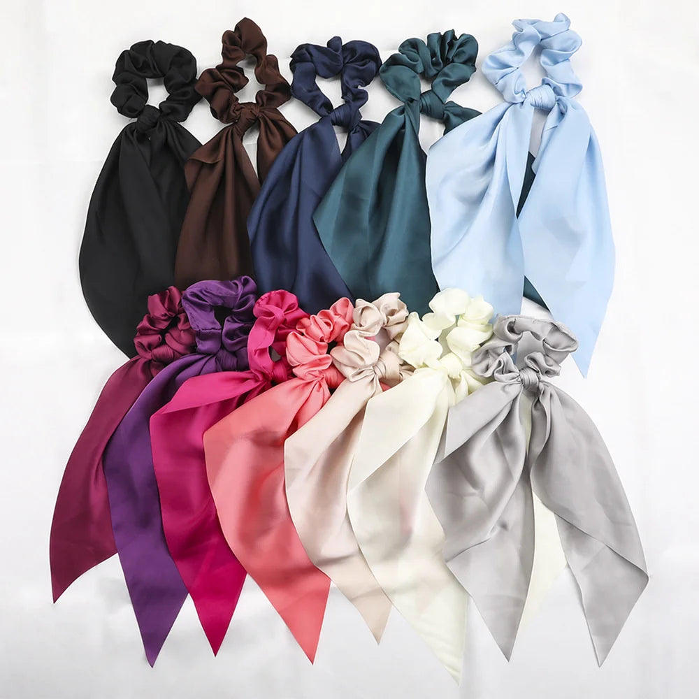 Scarf Pony Tail Scrunchie | Long Ribbon Bow Elastic Hair Tie
