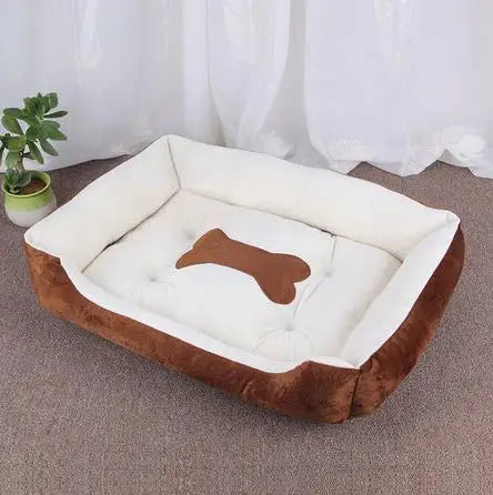 Large Dog Bed Warm Square Nest | Plush Pet Kennel Puppy Basket Cushion