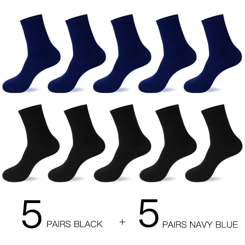 10-Pack Men’s Breathable Cotton Business Socks - Black 6-12