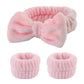 3Pcs Spa Headband & Wristband Set | Microfiber Face Wash Makeup Band