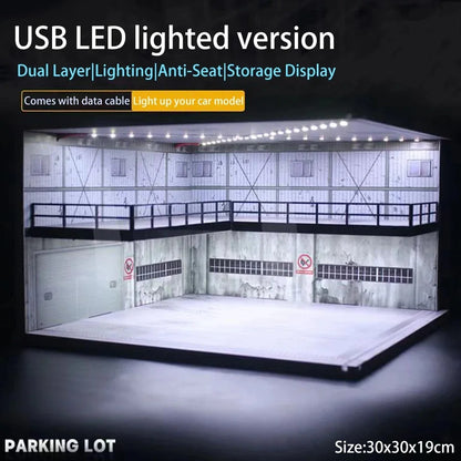 LED Lighted Parking Lot Diorama - Multi-Scale Diecast Display