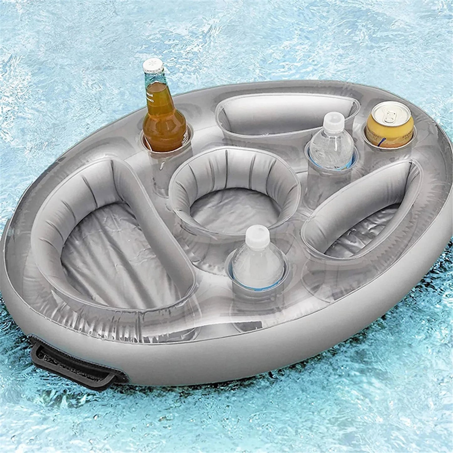 Inflatable Pool Drink Holder | Floating Ice Bucket Tray & Cup Cooler