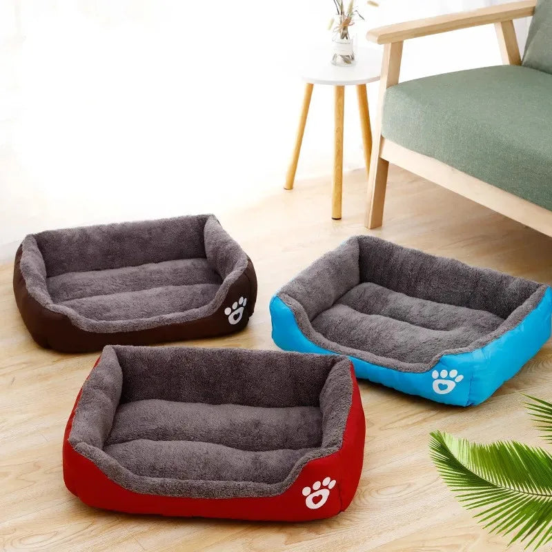 Large Dog Bed Warm Square Nest | Plush Pet Kennel Puppy Basket Cushion