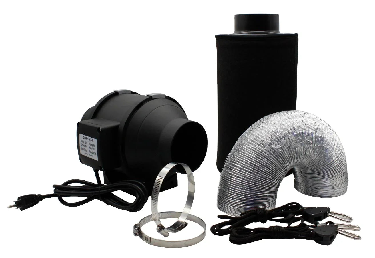 4" 118 CFM Inline Fan & Carbon Filter Kit - Tent Ventilation