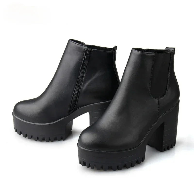 Women's Block Heel Ankle Boots | Velvet Lined Winter Fashion Shoes