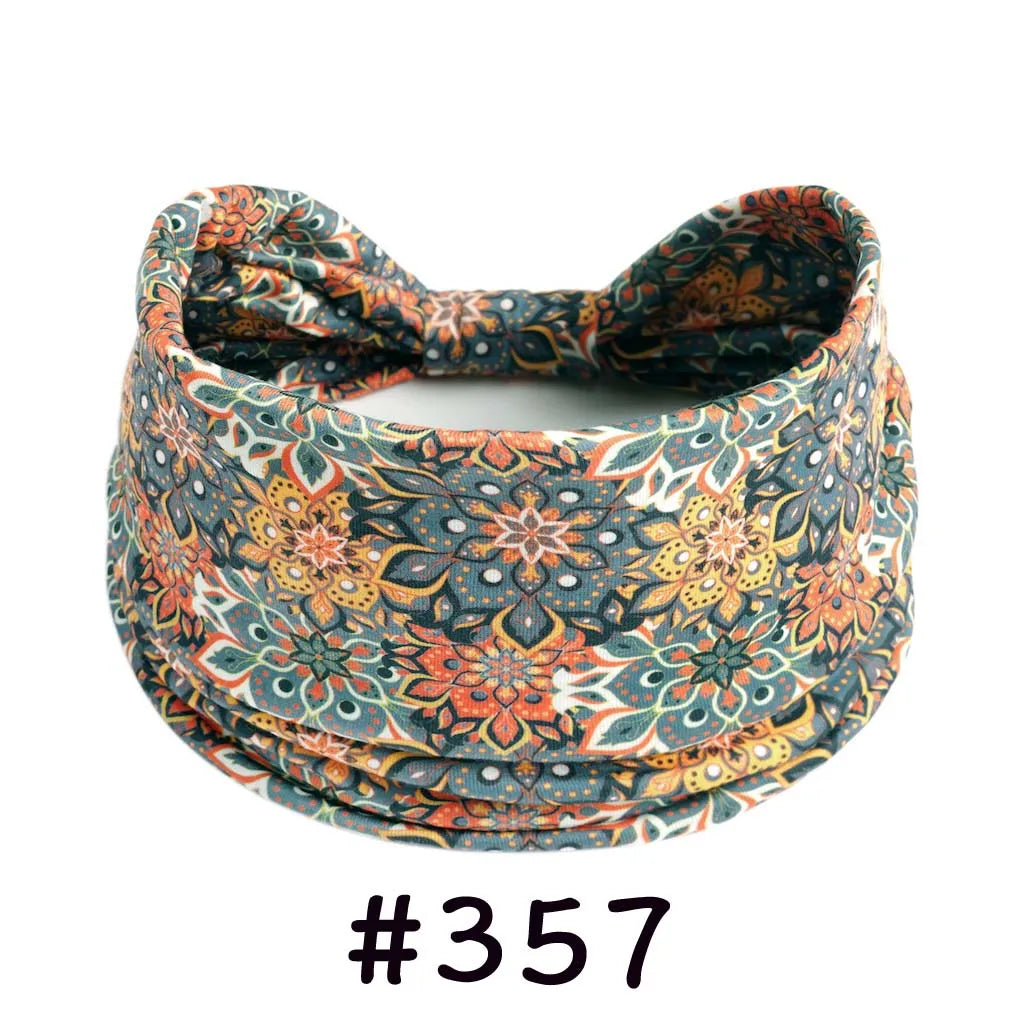 Boho Headbands for Women - Knotted Wide Stretch Turban Wrap