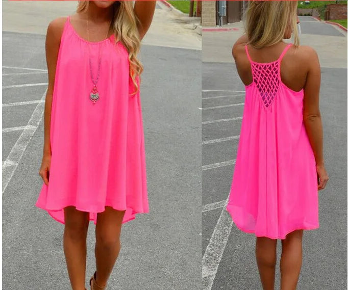 Sexy Womens Mini Summer Dress | Sleeveless Backless Beach Party Robe
