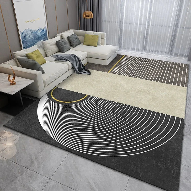 Emerald Green & Gold Rug | Modern Luxury Minimalist Area Carpet