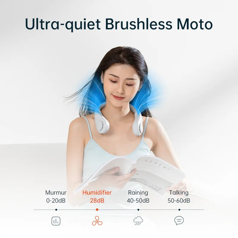 4000mAh Portable Bladeless Neck Fan - 5 Speeds, Rechargeable