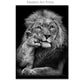 Black & White Lion Canvas Painting | Modern Animal Wall Art Mural Print