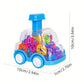 Cartoon Press Gear Car Toy | Inertia Pull-back Transparent Baby Vehicle