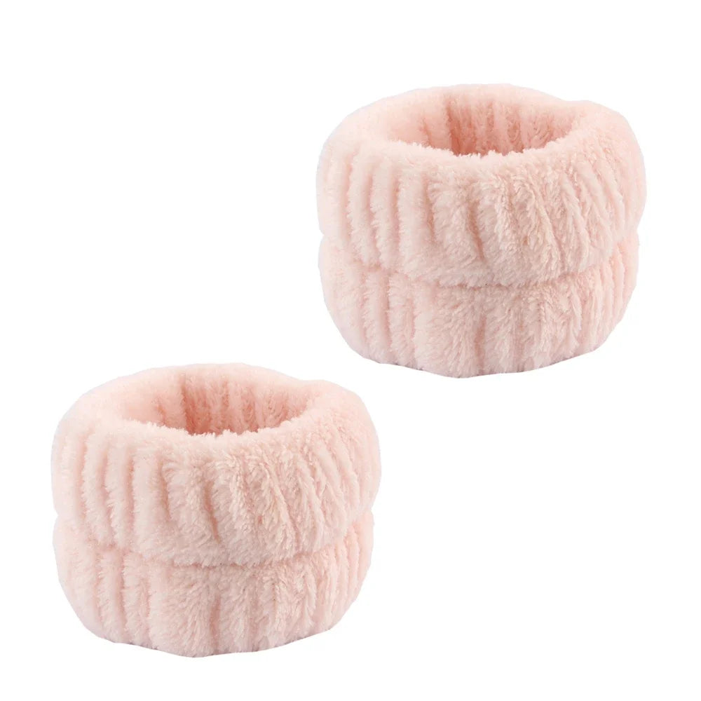3Pcs Spa Headband & Wristband Set | Microfiber Face Wash Makeup Band