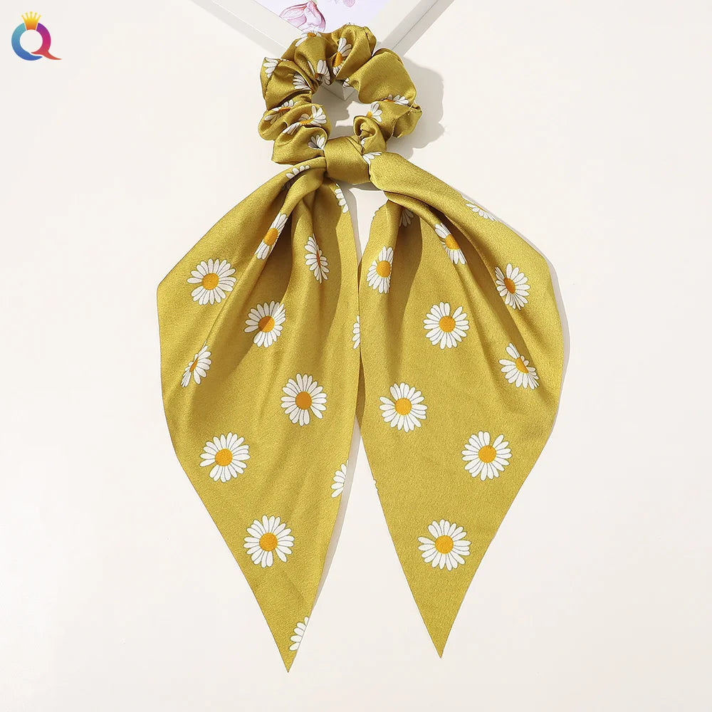 Scarf Pony Tail Scrunchie | Long Ribbon Bow Elastic Hair Tie