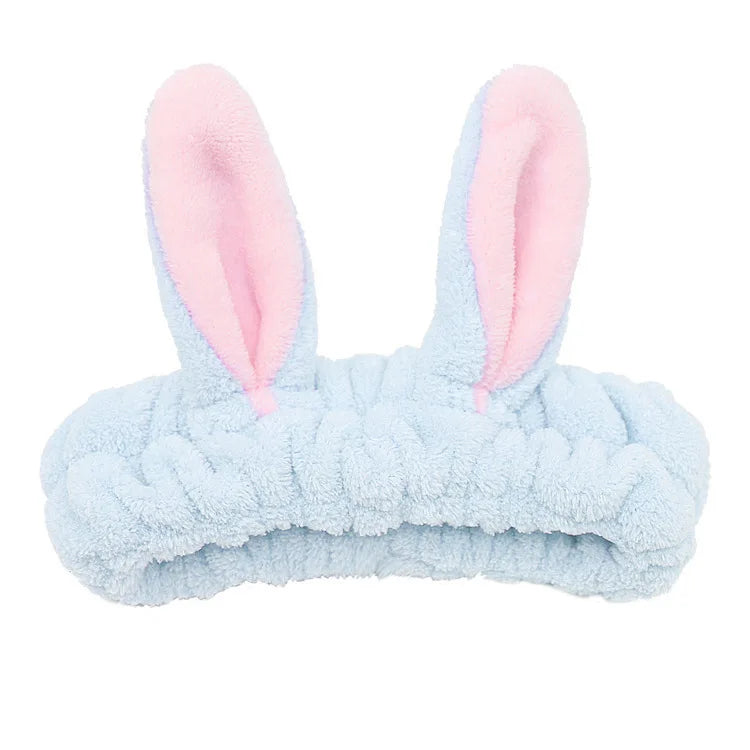 Rabbit Ear Face Wash Headband - Soft Elastic Makeup Hairband