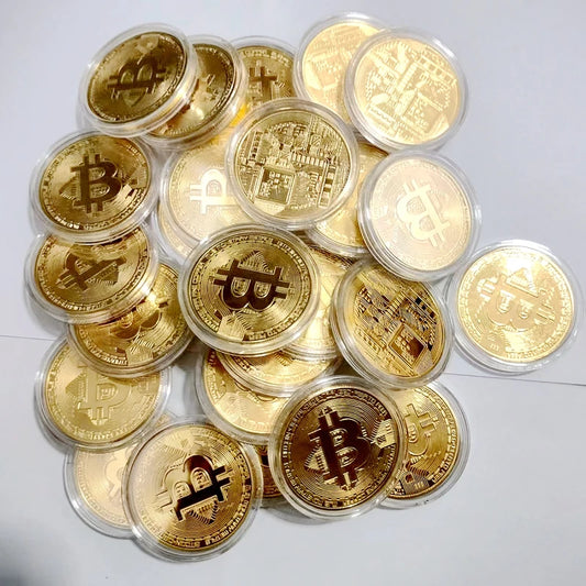 50/100PCS Bitcoin Commemorative Gold Coin Set - Physical Gift
