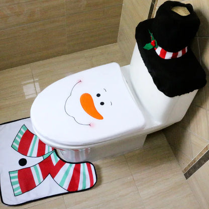 Santa Toilet Seat Cover and Floor Rug Set - Festive Decor