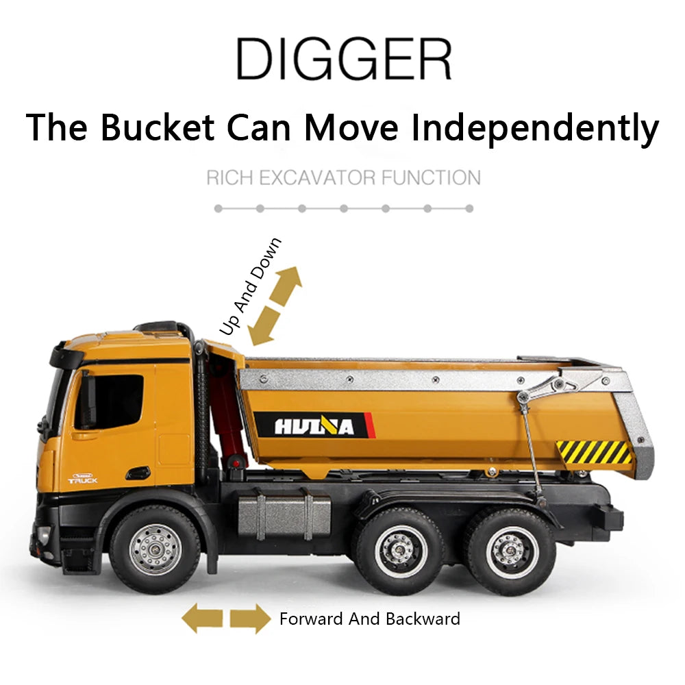 RC Dumper Truck 1/14 Scale | 10CH Remote Control Alloy Loader Toy Set