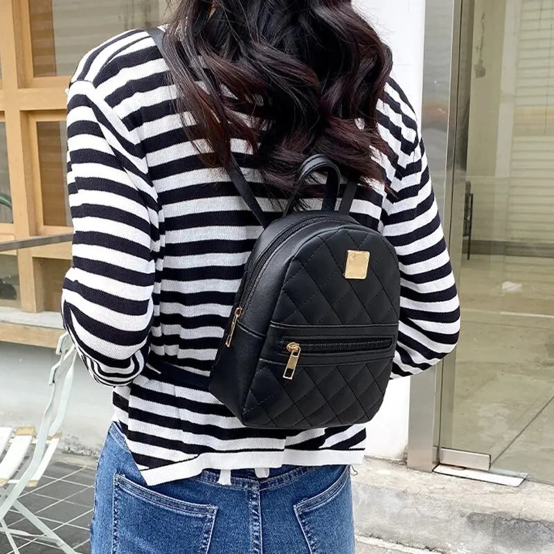 Fashion PU Leather Backpack | Designer Mini School Bag for Women Set