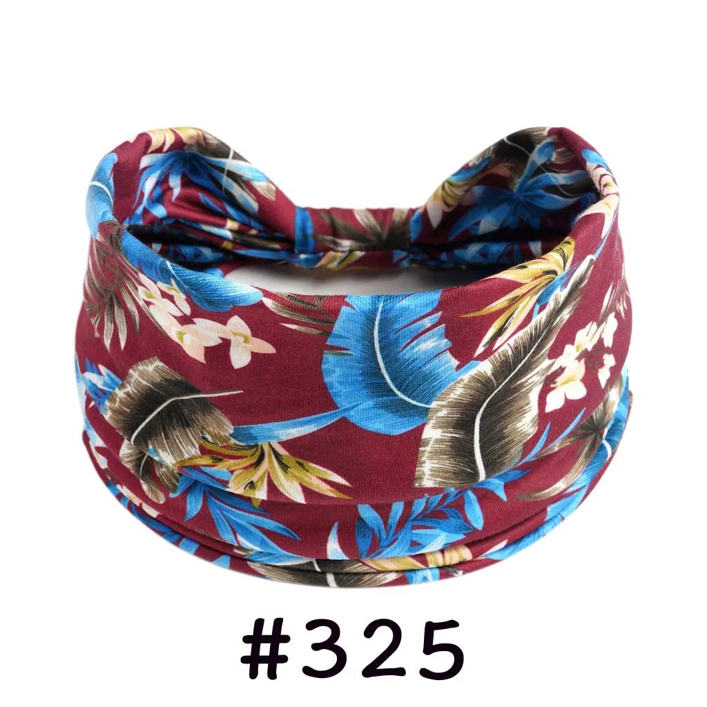 Boho Headbands for Women - Knotted Wide Stretch Turban Wrap