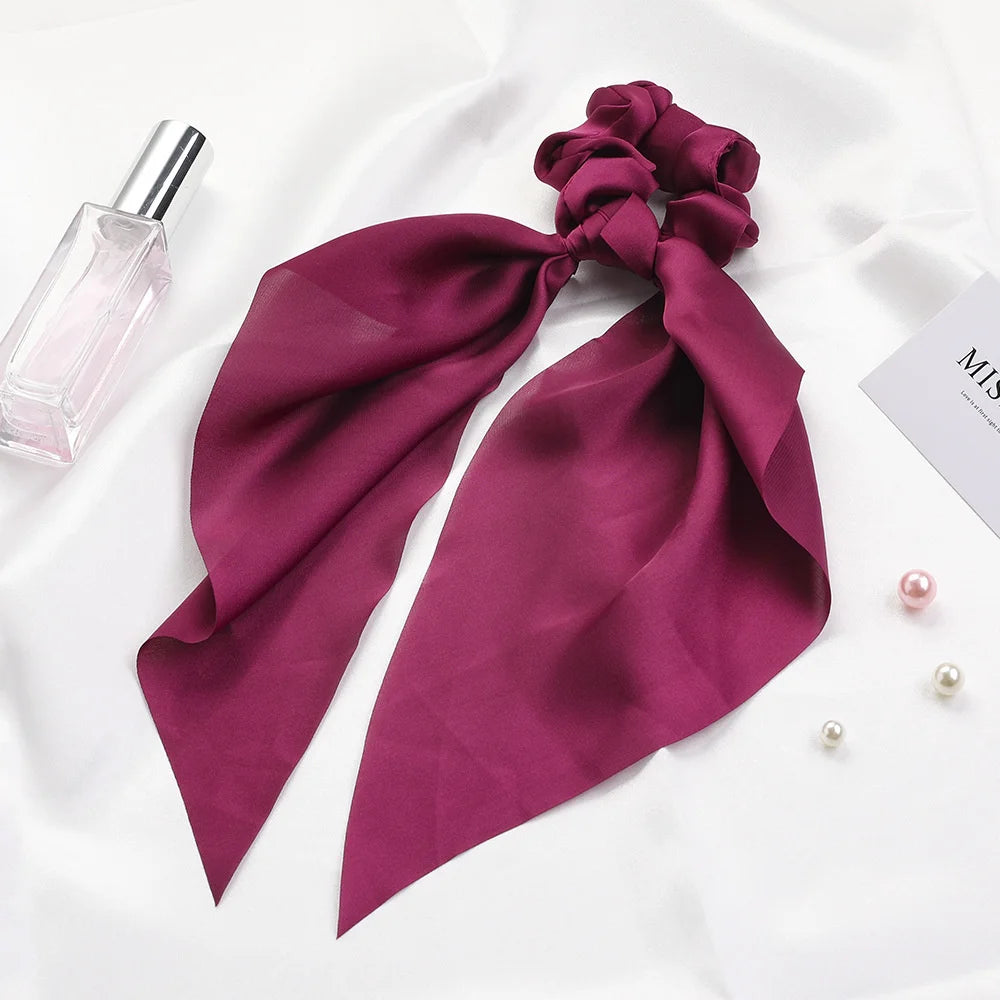 Scarf Pony Tail Scrunchie | Long Ribbon Bow Elastic Hair Tie