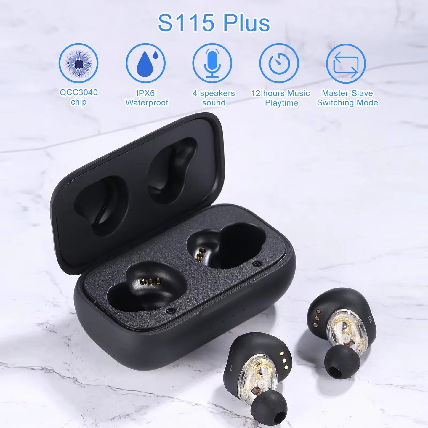 S115 Plus ENC Wireless Earbuds - TWS Bluetooth Earphones