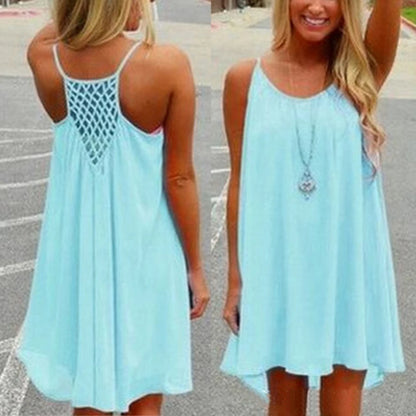 Sexy Womens Mini Summer Dress | Sleeveless Backless Beach Party Robe